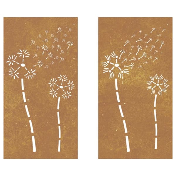 Väggdekorationer 2 delar 105x55cm rosttrögt stål blomdesign