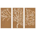 Pikkukuva 4 / 8: Puutarhaseinäkoristeet 3 kpl 105x55 cm corten teräs puukuvio