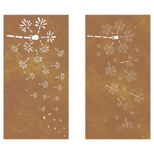 Puutarhaseinäkoristeet 2 kpl 105x55 cm corten teräs kukkakuvio