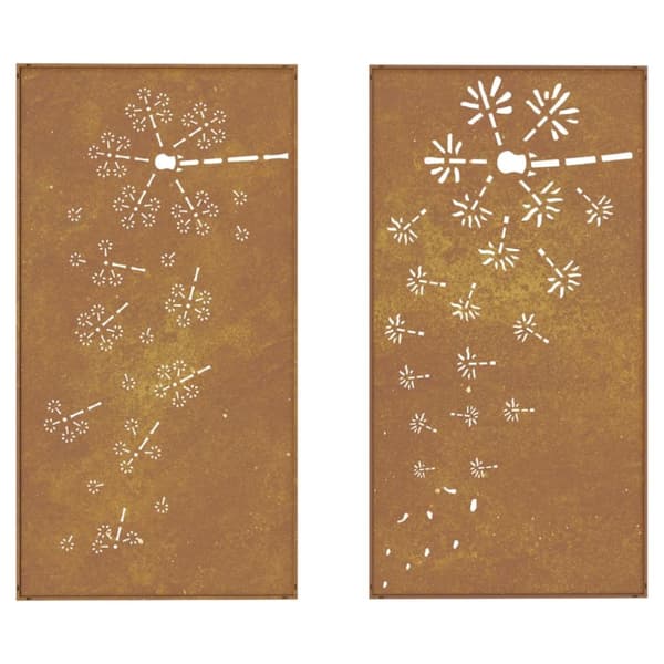 Puutarhaseinäkoristeet 2 kpl 105x55 cm corten teräs kukkakuvio