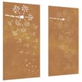 Pikkukuva 2 / 8: Puutarhaseinäkoristeet 2 kpl 105x55 cm corten teräs kukkakuvio
