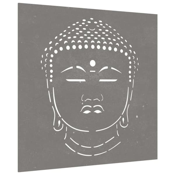 Puutarhaseinäkoriste 55x55 cm corten teräs Buddhan pääkuvio