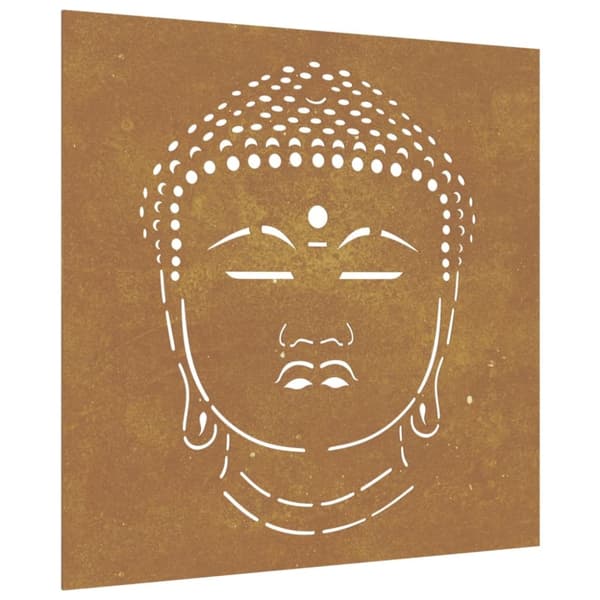 Puutarhaseinäkoriste 55x55 cm corten teräs Buddhan pääkuvio