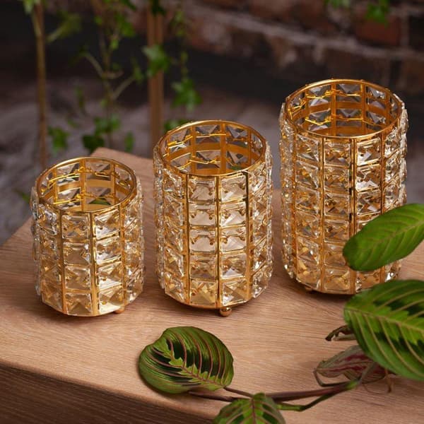 DEKORATIV LJUSSTAKE TESA (03) FI 12 X 17 CM GULD