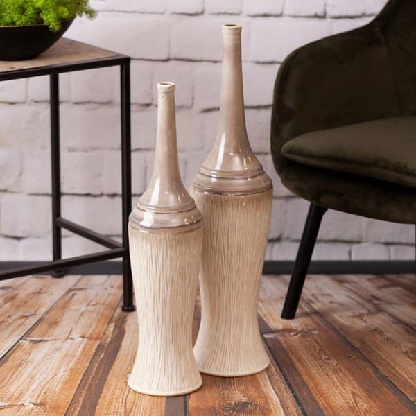 DEKORATIV VASE ROSINA (02) FI 18 X 76 CM CREME