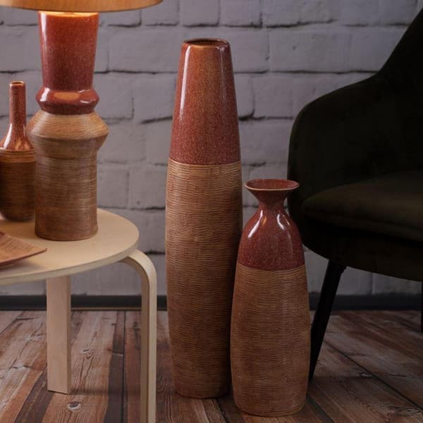 DEKORATIV VASE ELDA (07) FI 16 X 48 CM RØD