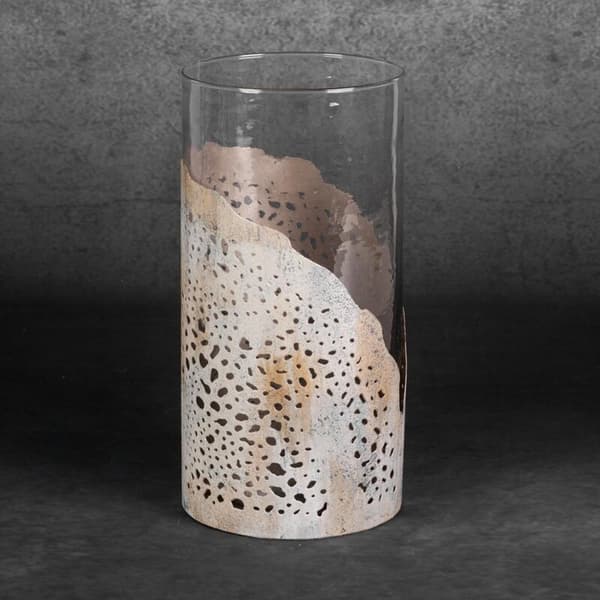 DEKORATIV GLAS LJUSSTAKE DIMON (02) FI 16 X 32 CM BEIGE