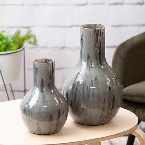 DEKORATIV GLASVAS CALEN (02) FI 24 X 40 CM GRÅ