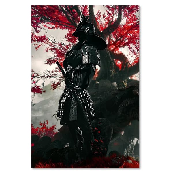 Billede, Samurai i rustning i skoven - SyanArt - 60x90