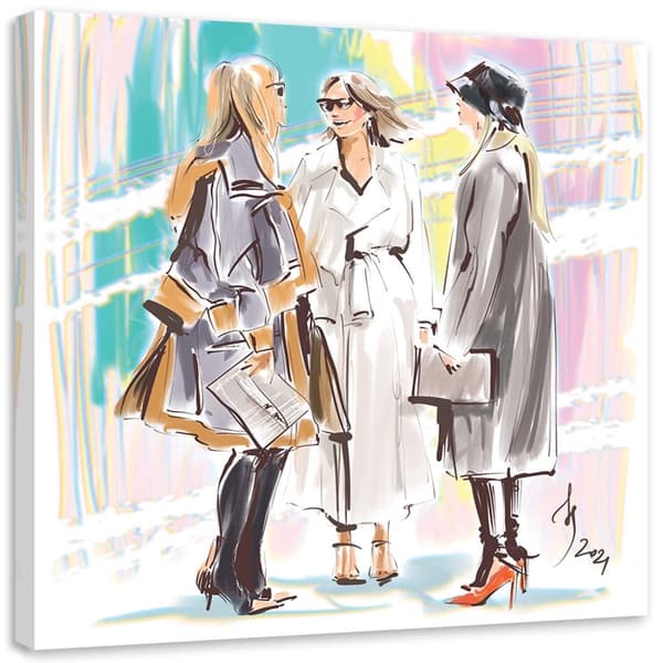 Billede på lærred, Women Walk Paris Friendship - Irina Sadykova - 40x40
