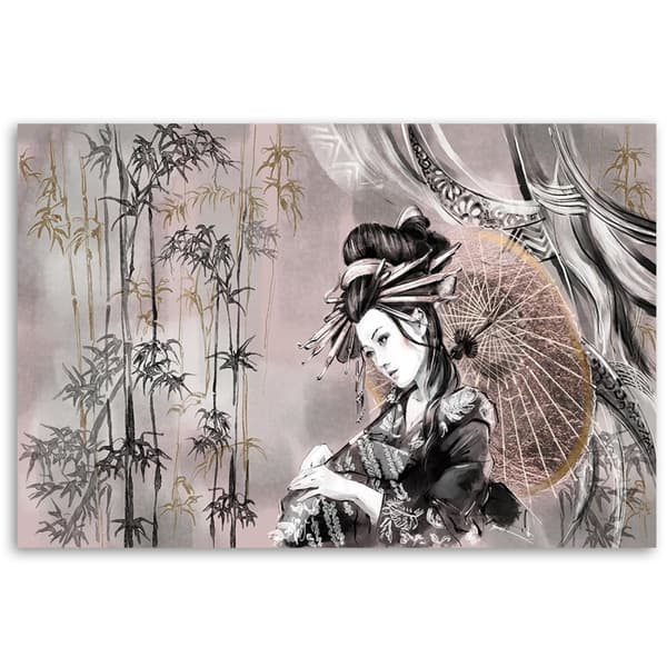 Kuva kankaalle, geisha ja bambu - 120x80