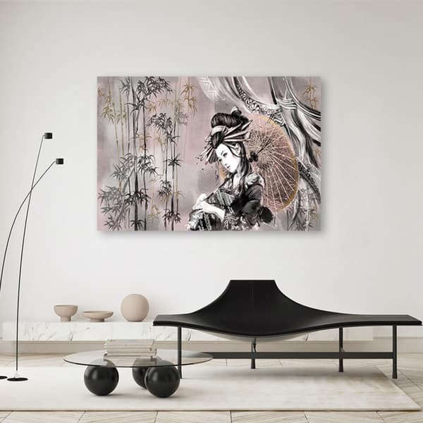Kuva kankaalle, geisha ja bambu - 120x80