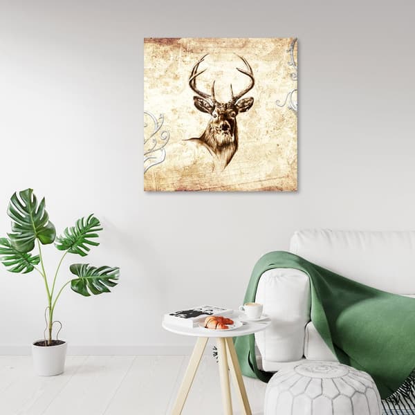 Billede på lærred, Vintage Deer - 50x50