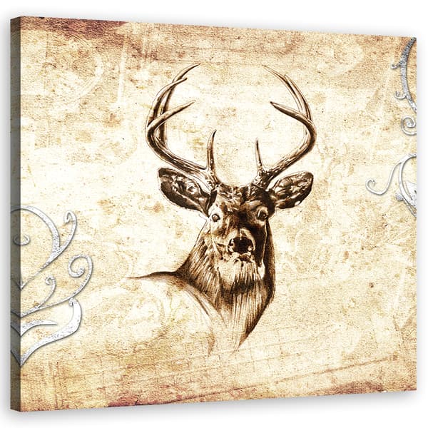 Billede på lærred, Vintage Deer - 50x50