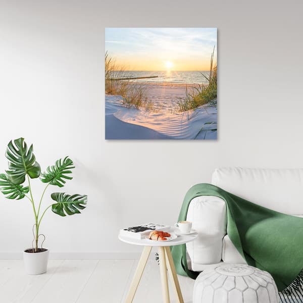 Bild på duk, Solnedgång på stranden - 30x30