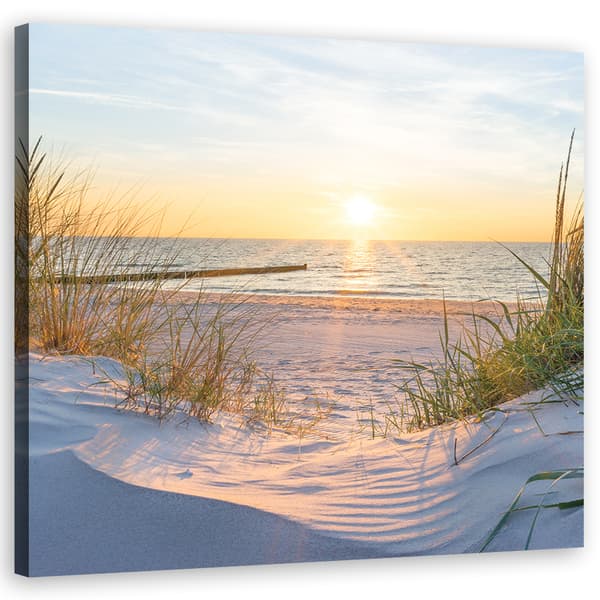 Bild på duk, Solnedgång på stranden - 30x30