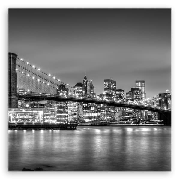 Billede på lærred, Brooklyn Bridge om natten Bambus - 40x40