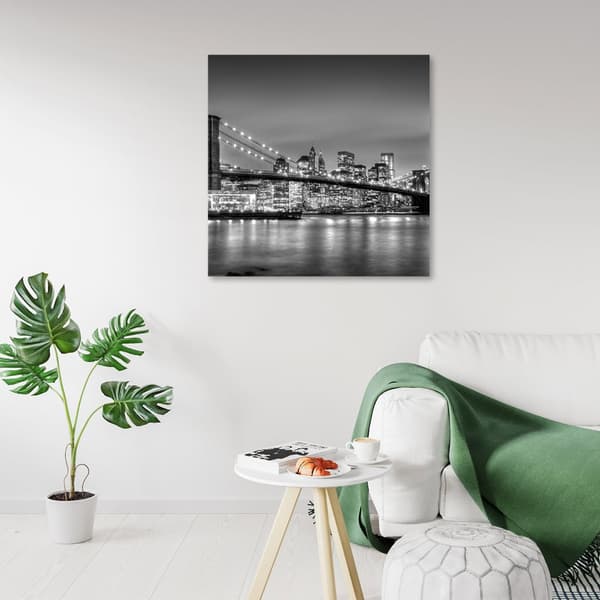 Billede på lærred, Brooklyn Bridge om natten Bambus - 40x40