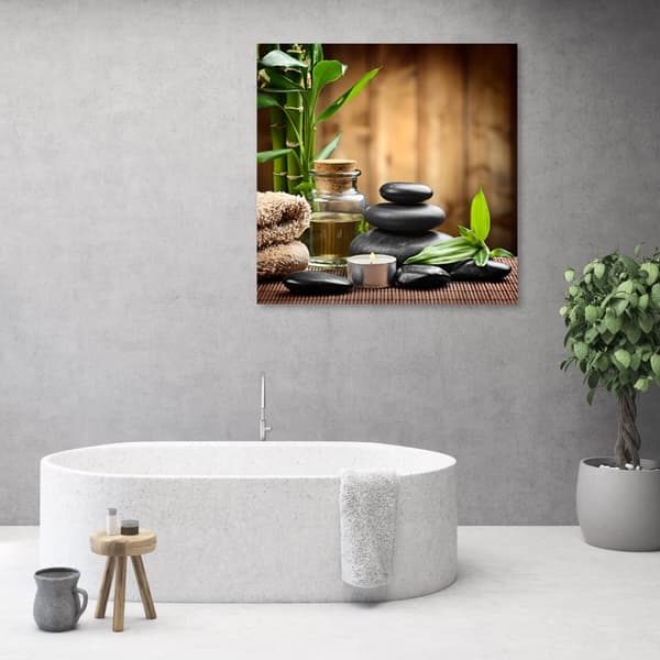 Billede, Zen-sammensætning af sorte sten og bambus - 60x60