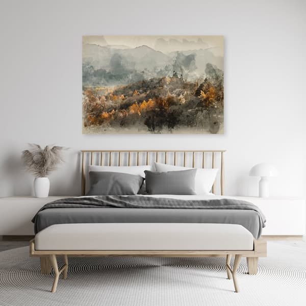 Kuva kankaalle, Syksyinen metsä sumussa - 120x80