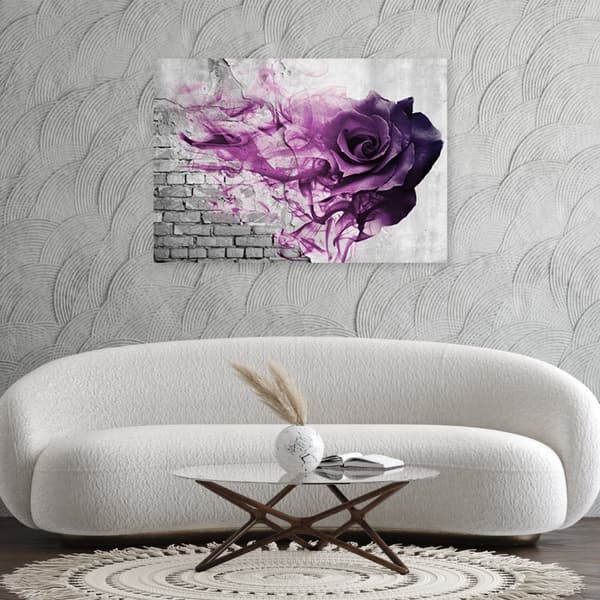 Billede på lærred, lilla rose murstensvæg - 60x40