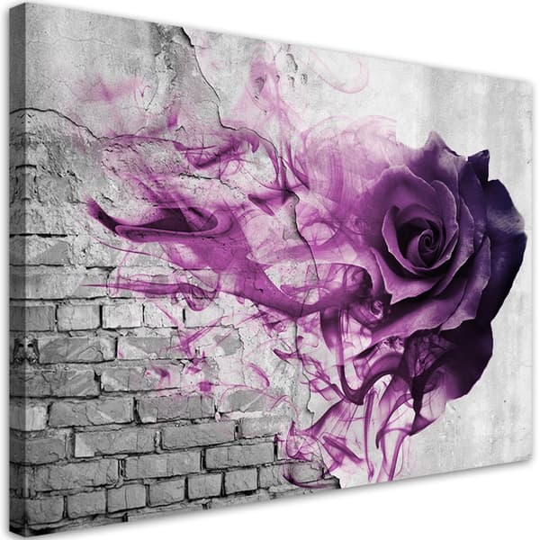 Billede på lærred, lilla rose murstensvæg - 60x40