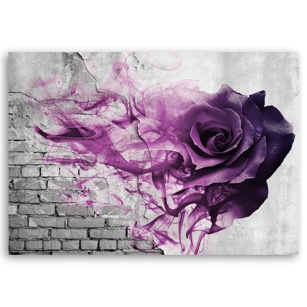 Billede på lærred, lilla rose murstensvæg - 120x80