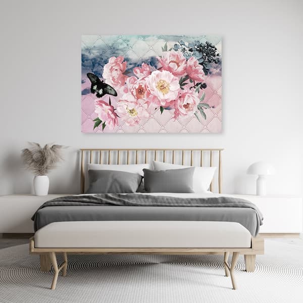 Bild på duk, Rosa pionblommor - 60x40