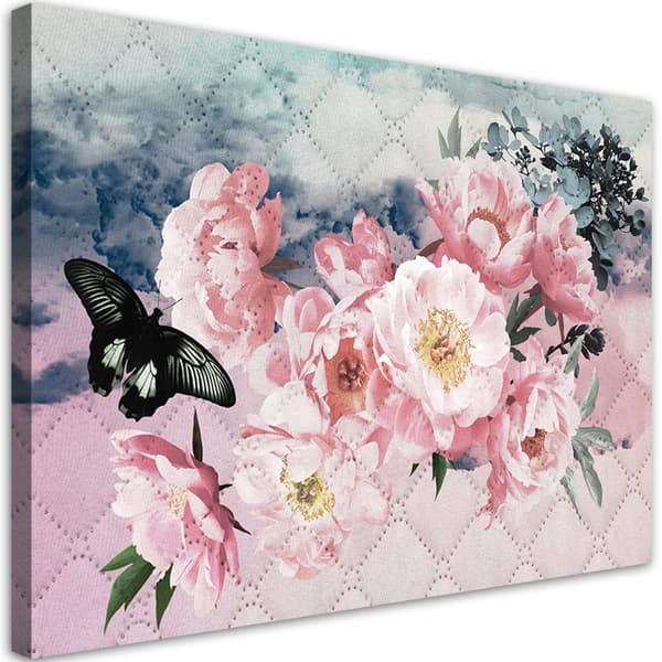 Bild på duk, Rosa pionblommor - 60x40