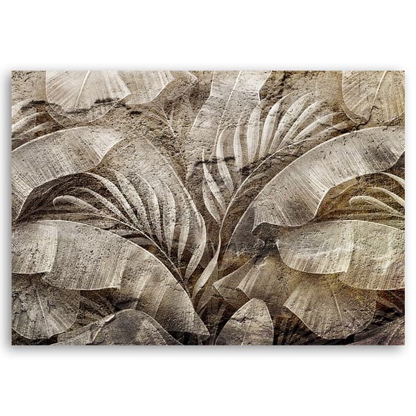 Billede på lærred, Jungle palmeblade på imiteret beton - 60x40