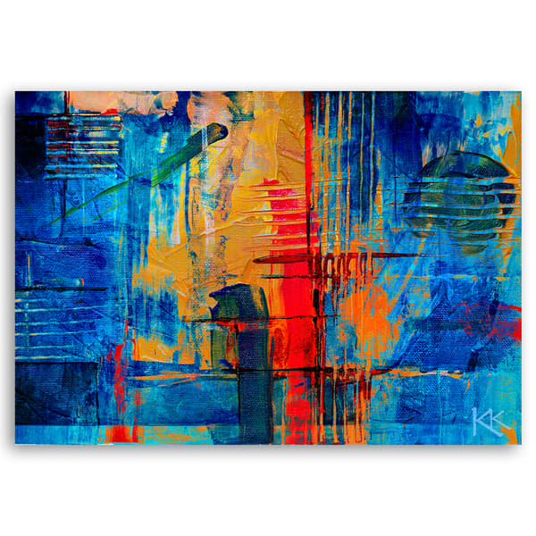 Kuva kankaalle, Sininen abstraktio, käsinmaalattu - 90x60