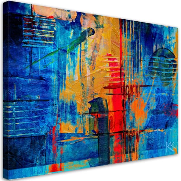 Kuva kankaalle, Sininen abstraktio, käsinmaalattu - 90x60