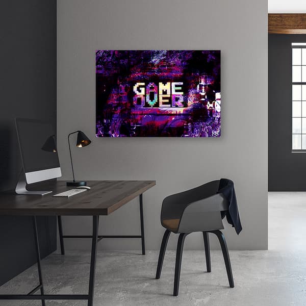 Kuva kankaalle, abstrakti kirjoitus Game Over - 60x40