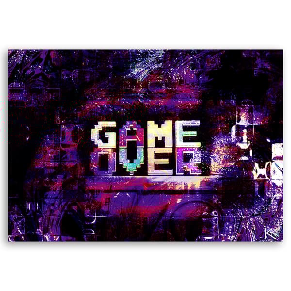 Bild på duk, abstrakt inskription Game Over - 100x70