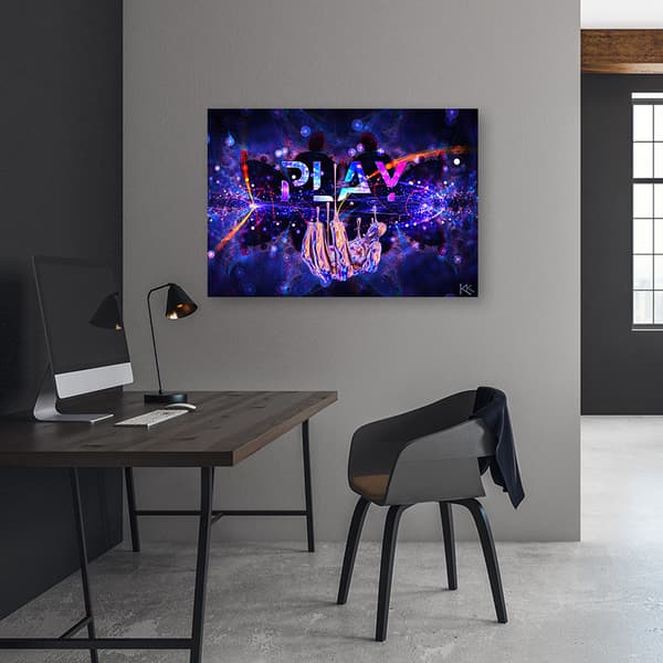 Kuva kankaalle, Play Neon kirjoituksella - 60x40