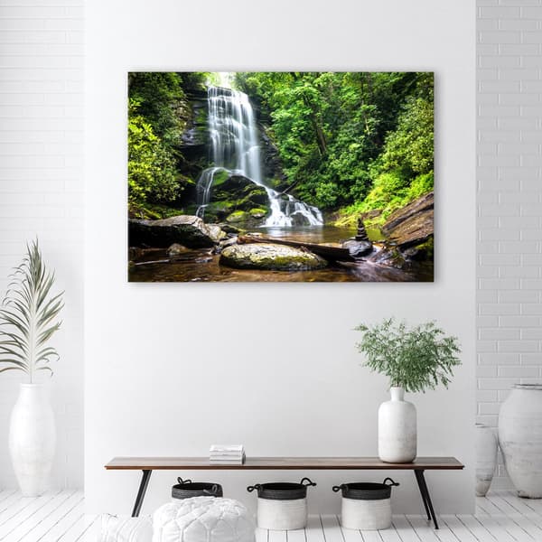 Kuva kankaalle, Vesiputous vihreässä metsässä - 90x60