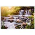 Miniatyrbild 3 av 6: Bild på duk, Vattenfall vid solnedgången natur - 120x80