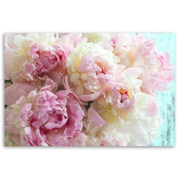Billede på lærred, lyserøde pæonblomster - 100x70