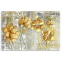 Miniatyrbillede 3 af 6: Billede på lærred, gyldne blomster og sommerfugle - 120x80