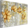 Miniatyrbillede 1 af 6: Billede på lærred, gyldne blomster og sommerfugle - 120x80