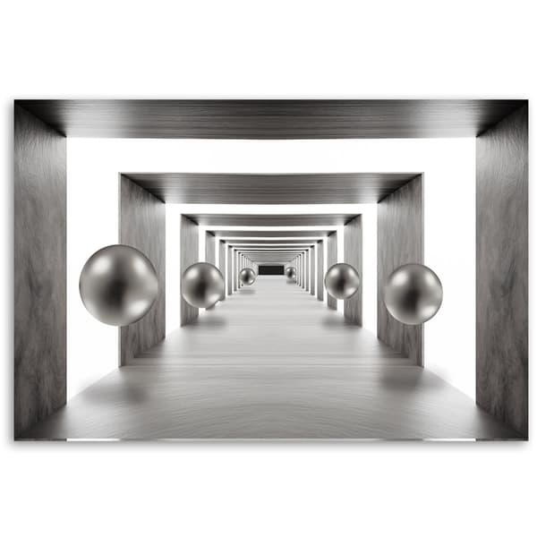 Bild på duk, Tunnel av silverkulor 3D - 60x40