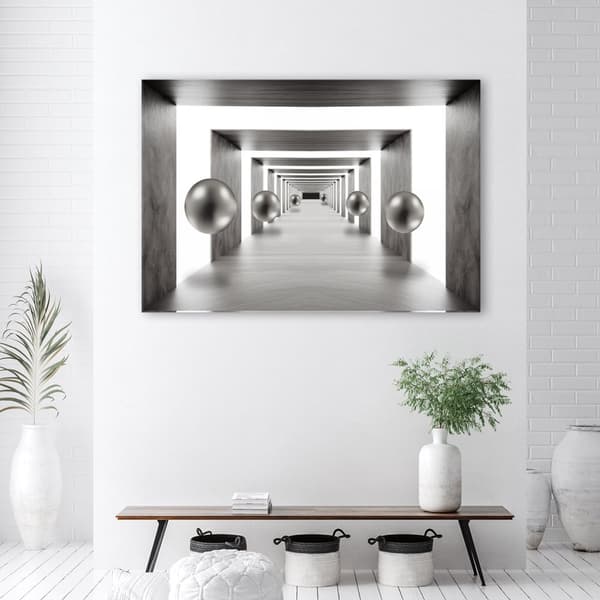 Bild på duk, Tunnel av silverkulor 3D - 60x40