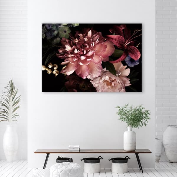 Billede, Pæoner buket af lyserøde blomster - 60x40