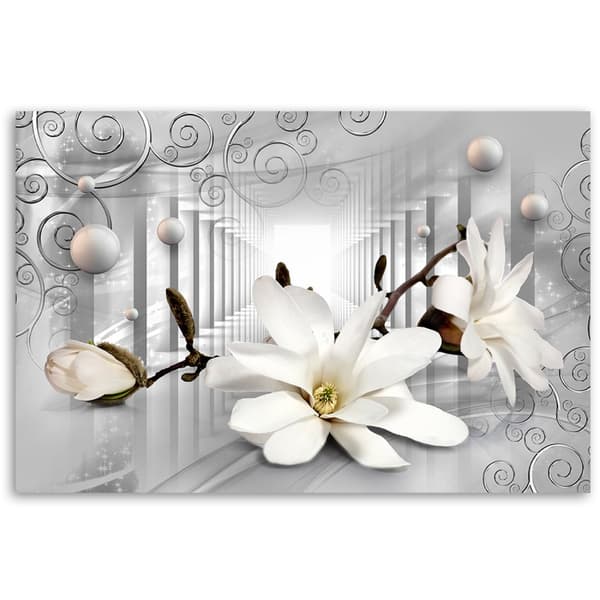 Bild på duk, Blommor i tunneln och silverkulor 3D - 100x70