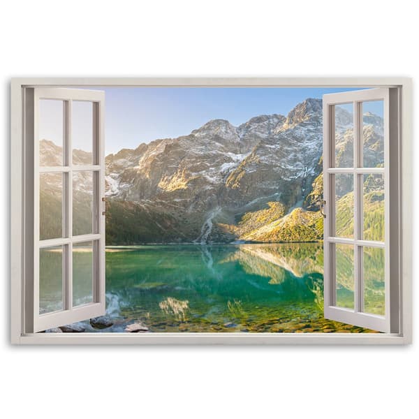 Billede på lærred, Window Lake i bjergene Natur - 60x40