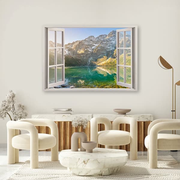 Bild på duk, Window Lake i bergen Natur - 120x80