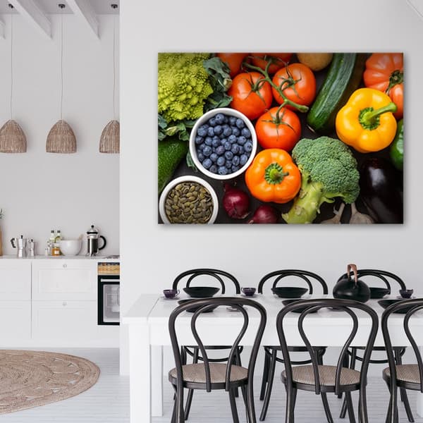 Billede på lærred, Friske grøntsager og frugter - 120x80