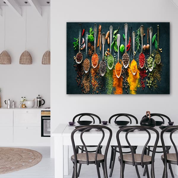 Bild på duk, Örter, kryddor för köket - 90x60