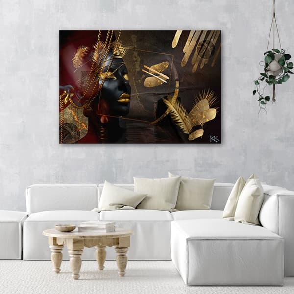 Kuva kankaalle, African Woman Gold Abstraction - 60x40