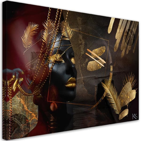 Kuva kankaalle, African Woman Gold Abstraction - 60x40